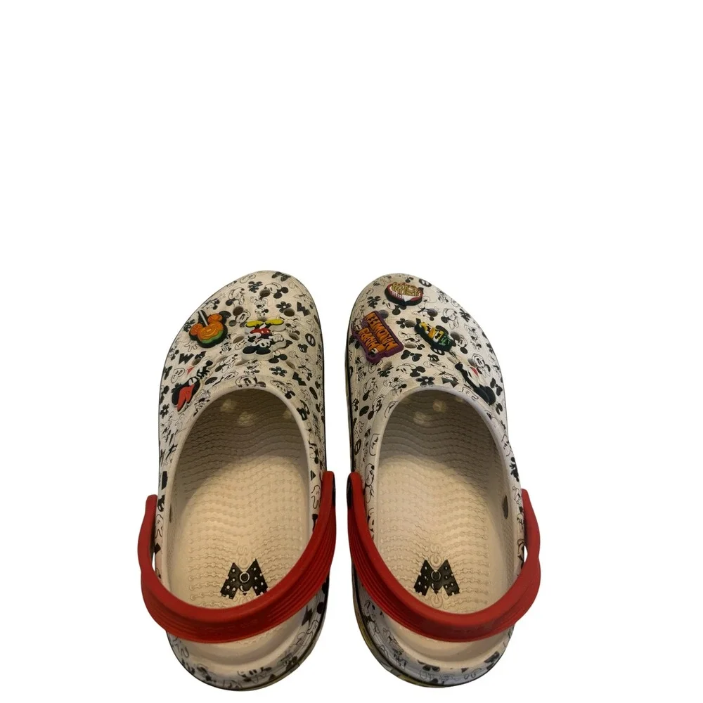 Disney Crocs Mickey Mouse Halloween Platform Clogs White Red Jibbitz Charm Sz 4